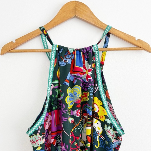 American & Beyond Boho Novelty Print Elephant Floral Coastal Maxi Dress Size M - Picture 9 of 14